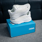 HOKA Bondi 9 "Triple White" Low-Top Max Cushion Everyday Running Sneakers