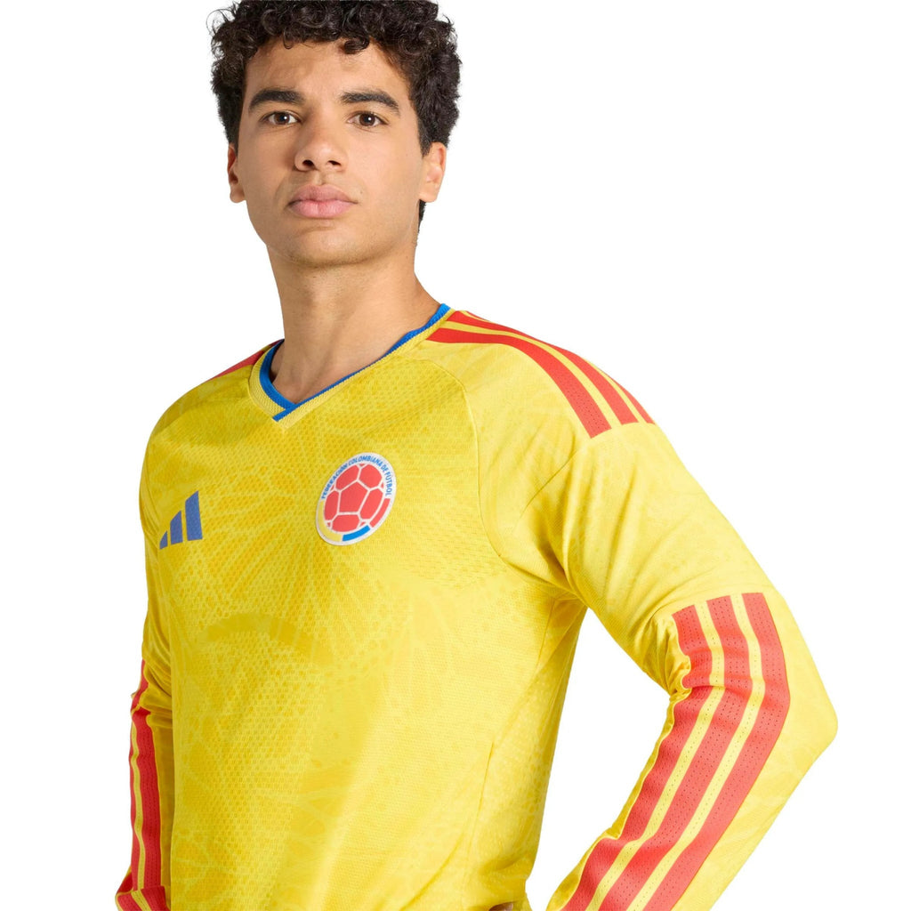 adidas 2026 Colombia Men's Authentic Home Long-Sleeve Soccer Jersey (Custom)