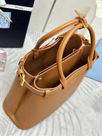 Prada Buckle Tote Bag 35cm Brown Cowhide