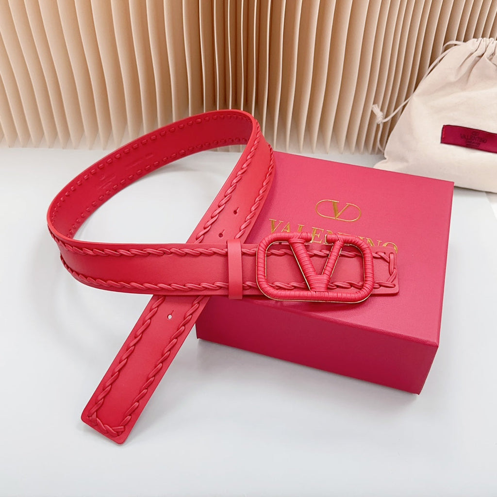 Vlogo Red Leather Buckle 40mm Red