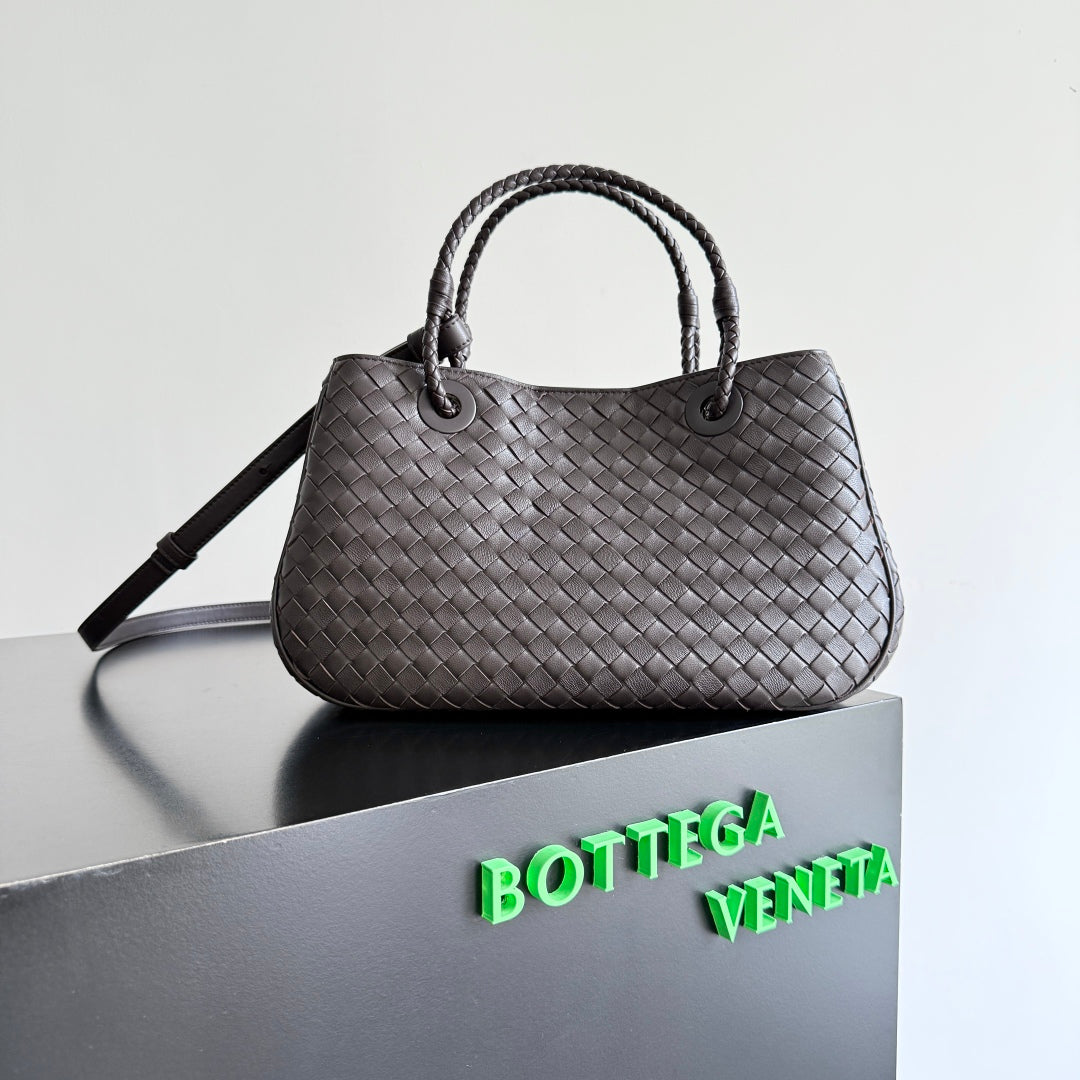 BV Basket Handbag 31cm Chocolote Intrecciato Leather