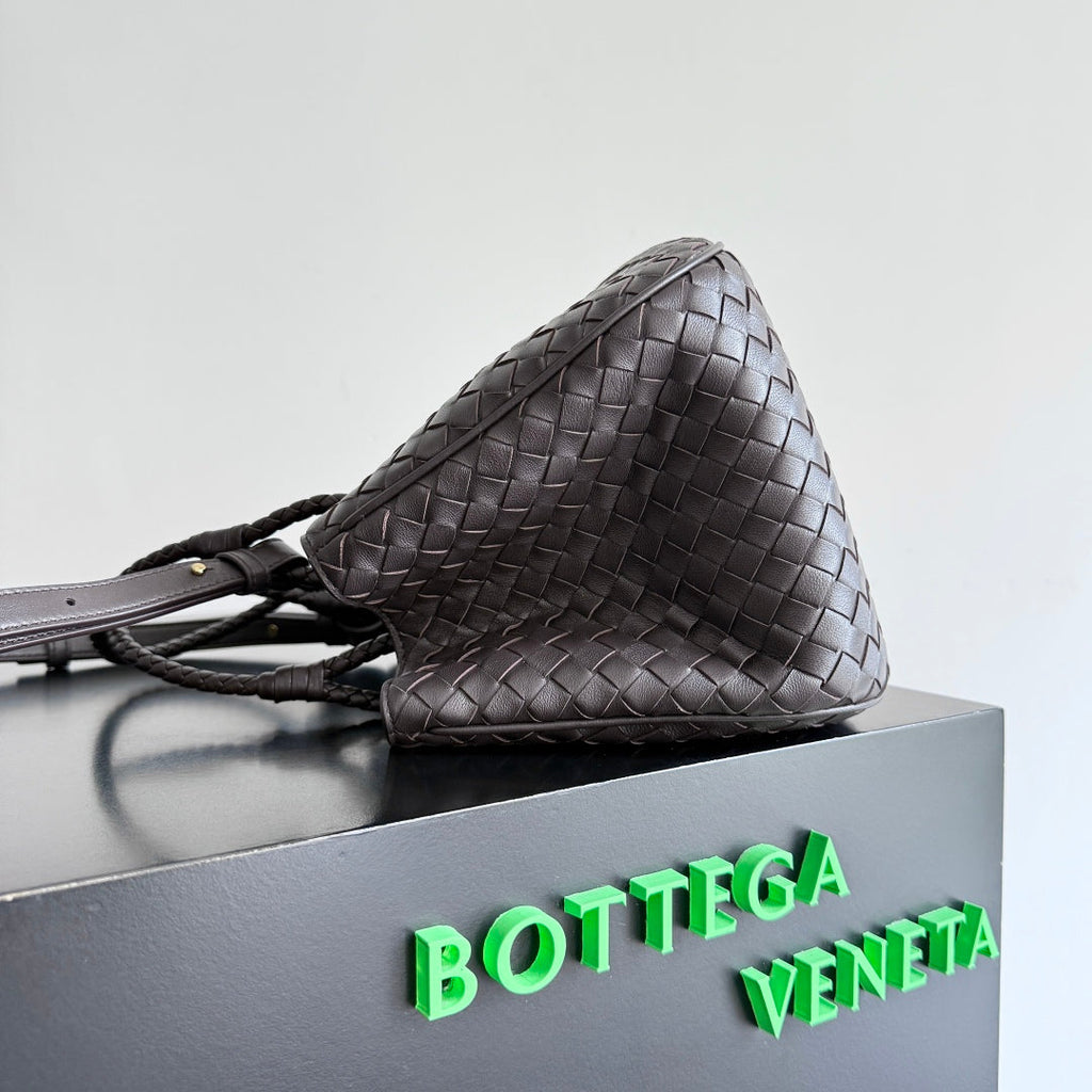 BV Basket Handbag 31cm Chocolote Intrecciato Leather