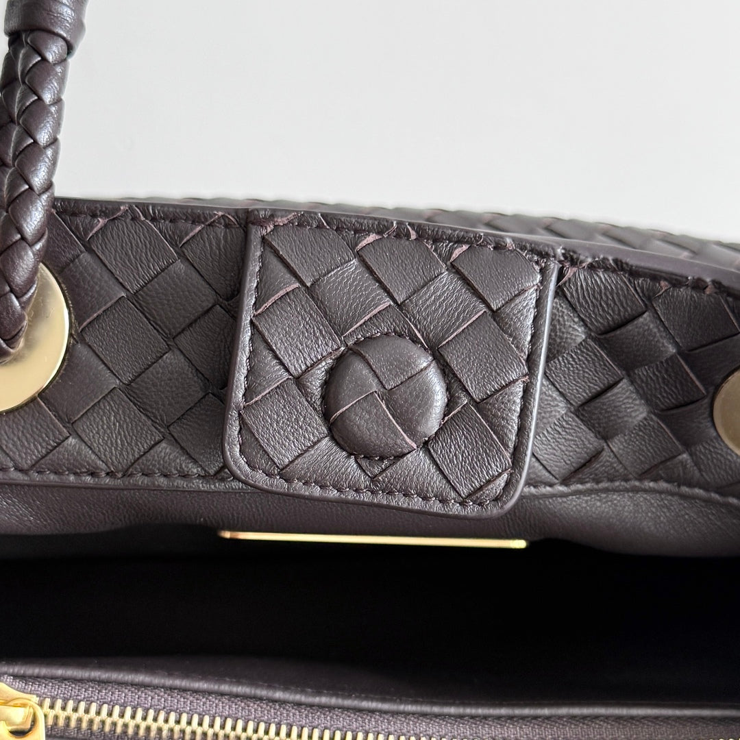 BV Basket Handbag 31cm Chocolote Intrecciato Leather
