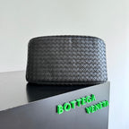 BV Basket Handbag 31cm Black Intrecciato Leather