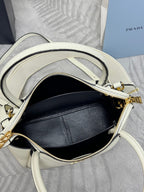 Prada Small Bag 23cm White Grain Leather GHW