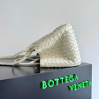 BV Basket Handbag 31cm White Intrecciato Leather