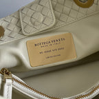 BV Basket Handbag 31cm White Intrecciato Leather