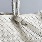 BV Basket Handbag 31cm White Intrecciato Leather
