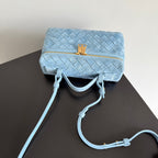 BV Bang Bang Crossbody Bag 22cm Blue Intrecciato Suede