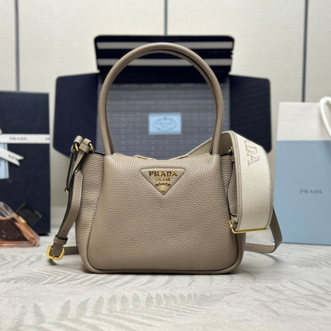 Prada Small Bag 23cm Clay Gray Grain Leather GHW