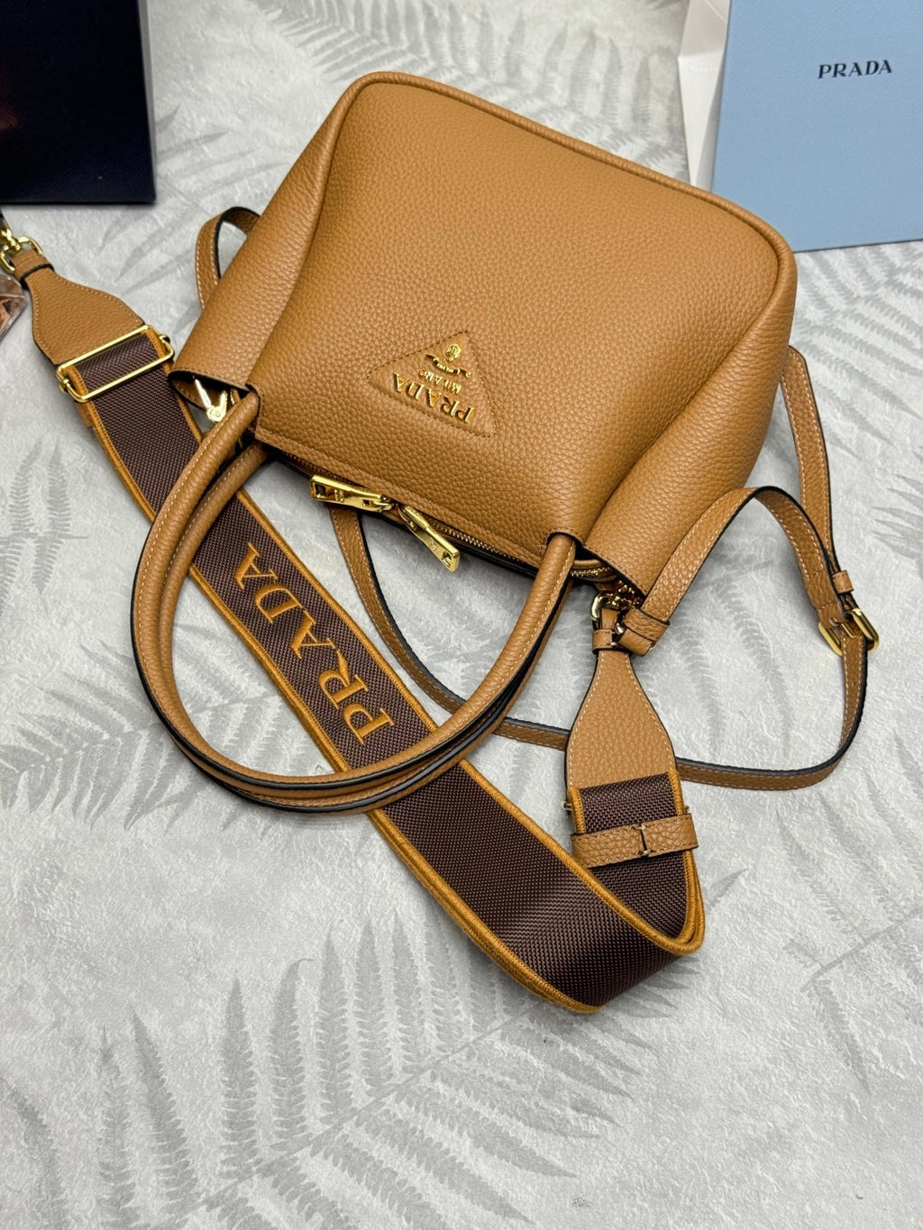 Prada Small Bag 23cm Caramel Grain Leather GHW