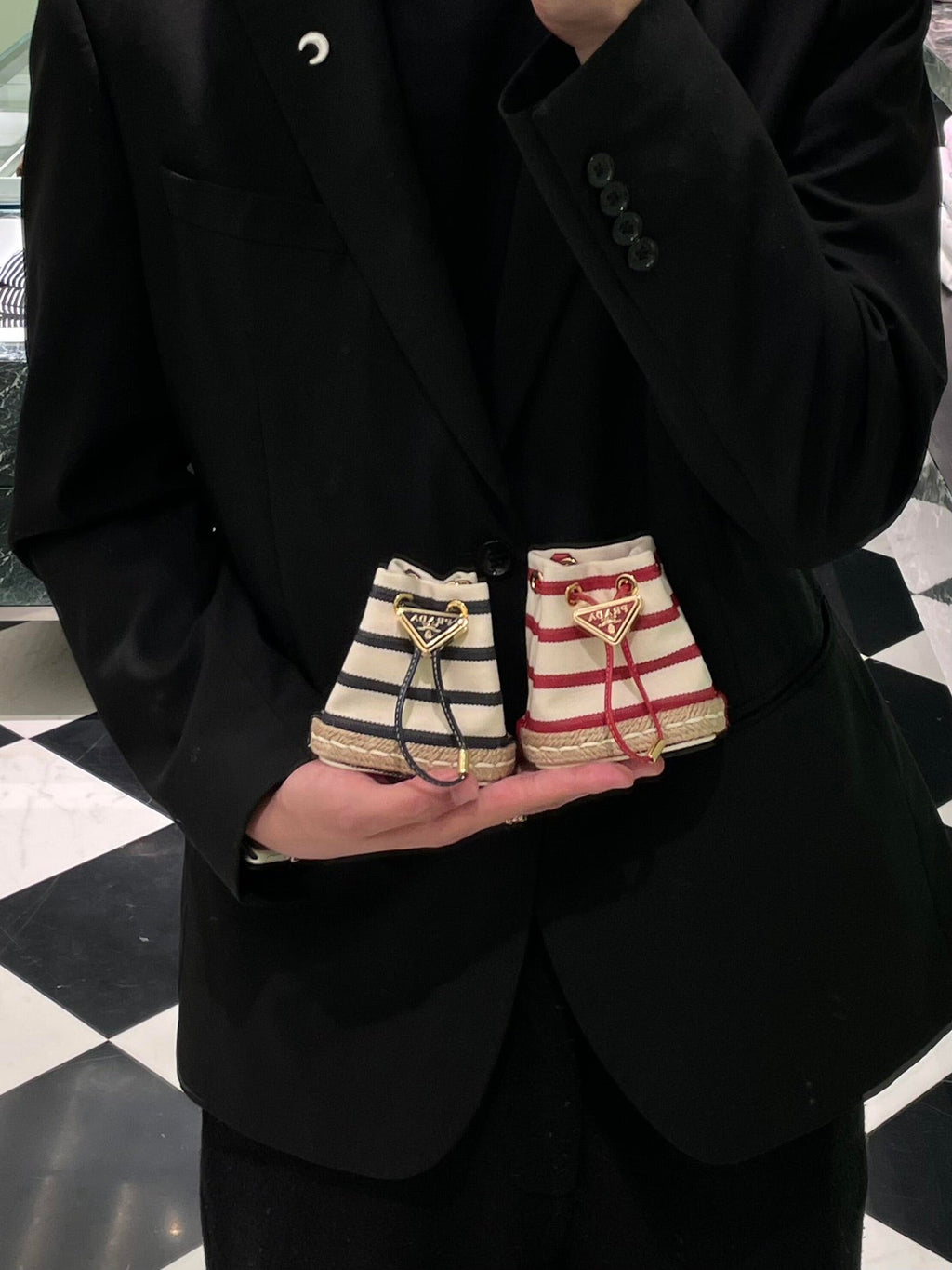 Prada Logo-Plaque Mini Bag Canvas GHW