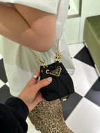 Prada Logo-Plaque Mini Bag Black Re-nylon GHW