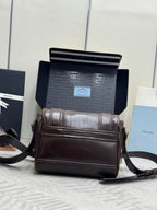 Prada 25AW Men's Saddle Bag 22 Coffee Leather