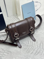 Prada 25AW Men's Saddle Bag 22 Coffee Leather