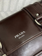 Prada 25AW Men's Saddle Bag 22 Coffee Leather