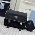 Prada 25AW Men's Saddle Bag 22 Black  Re Nylon Fabric