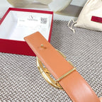 The Bold Edition Reversible Belt 30mm Cream Brown Grained Calfskin Gold Buckle