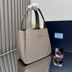 Prada Small Tote Bag Taupe Brown Leather
