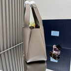 Prada Small Tote Bag Taupe Brown Leather