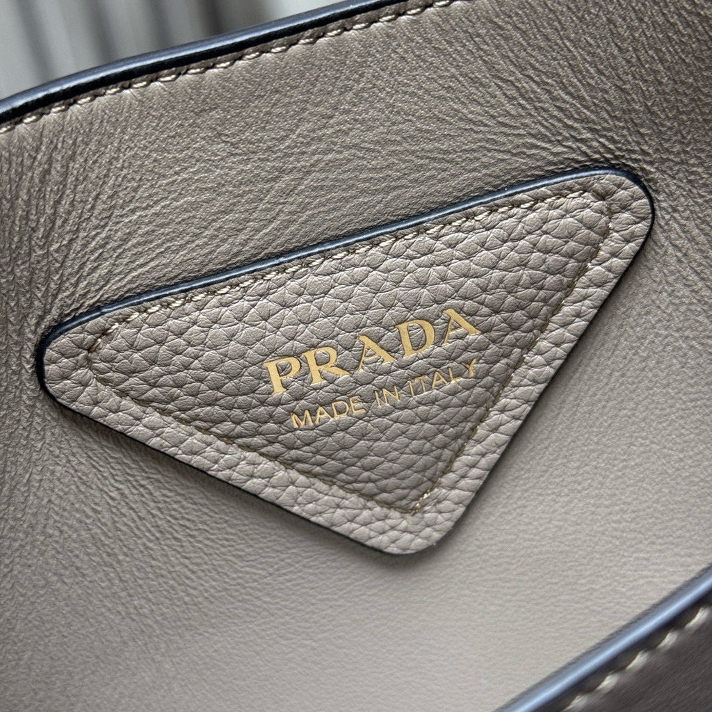Prada Small Tote Bag Taupe Brown Leather