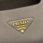 Prada Small Tote Bag Taupe Brown Leather