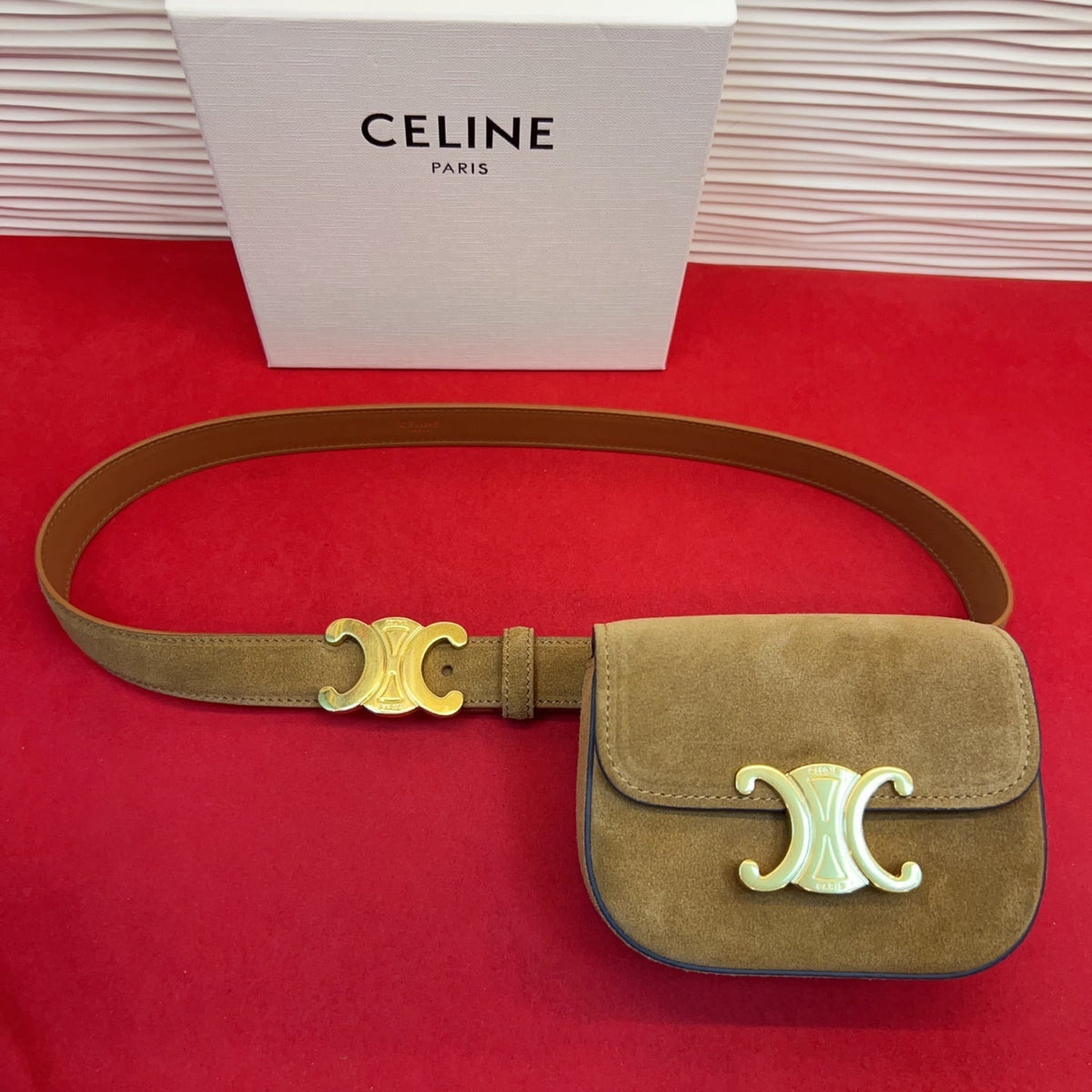 Celin Brown Suede Belt Bag 200158