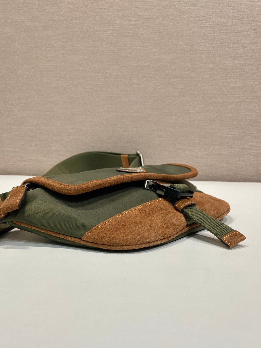 Prada 2025 Belt Bag Musk Green mix Cocoa Recycled Polyamide