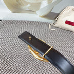 The Bold Edition Reversible Belt 30mm Gold Metalic Black Calfskin Gold Buckle