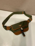 Prada 2025 Belt Bag Musk Green mix Cocoa Recycled Polyamide