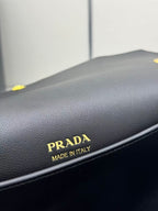 Prada Doux Medium Leather Shoulder Bag Black Calfskin
