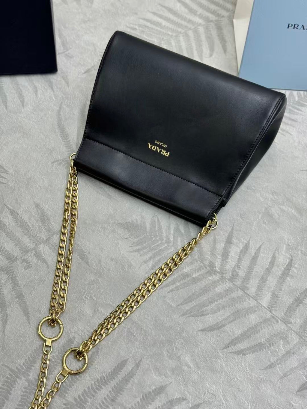Prada Enchaîné Mini Leather Bag Black Calskin