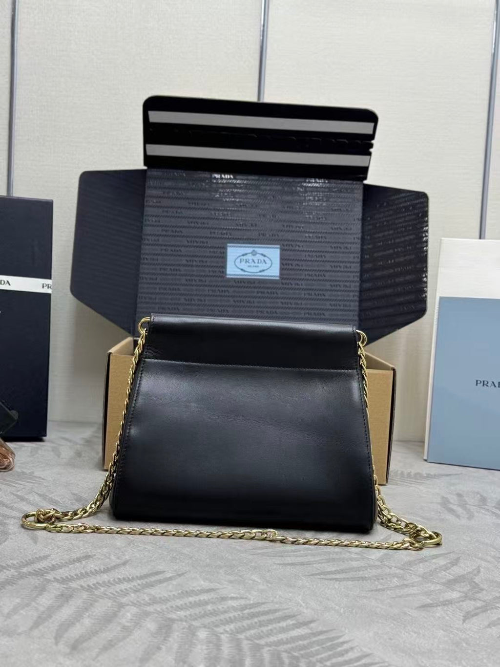 Prada Enchaîné Mini Leather Bag Black Calskin