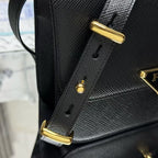 Prada Embleme Shoulder Bag Black Saffiano Leather