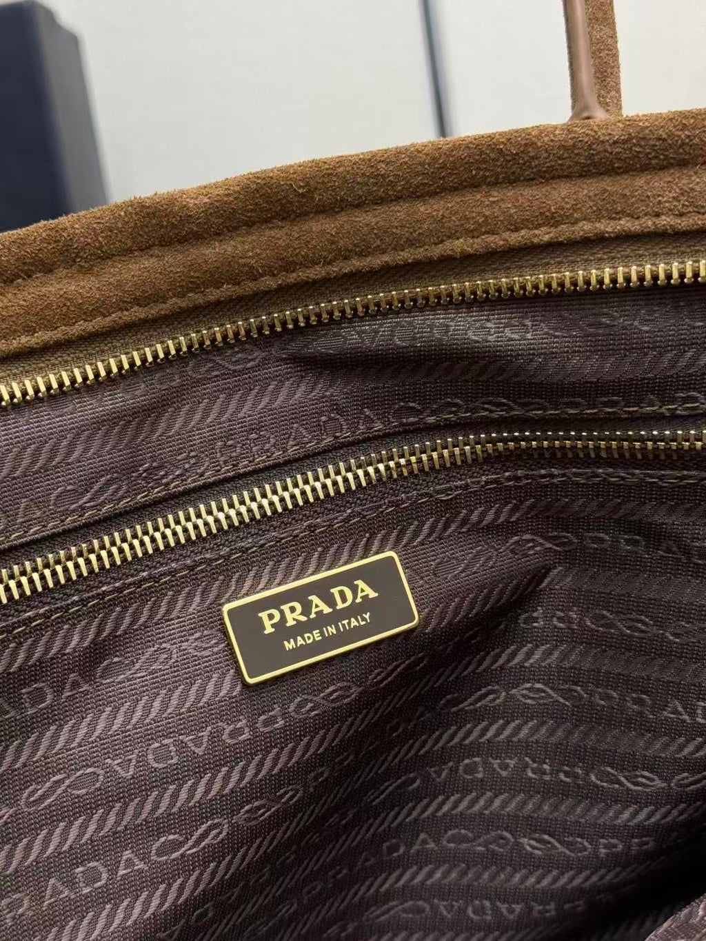 Prada Bonnie Large 38cm Brown Suede