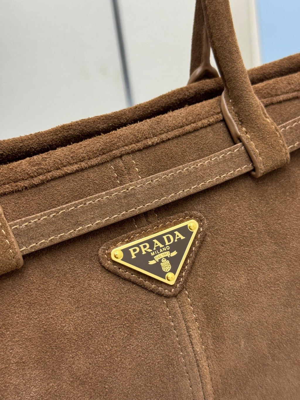 Prada Bonnie Large 32cm Brown Suede