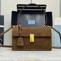 Prada 2026 Soft Sound Bag 28cm Brown Suede Leather