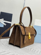 Prada 2026 Soft Sound Bag 28cm Brown Suede Leather