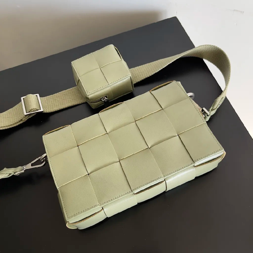BV Two-In-One Cassette Bag 26cm Light Green Leather