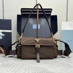 Prada 2026 Explore Shoulder Bag 30cm With Flap Sienna Re-Nylon