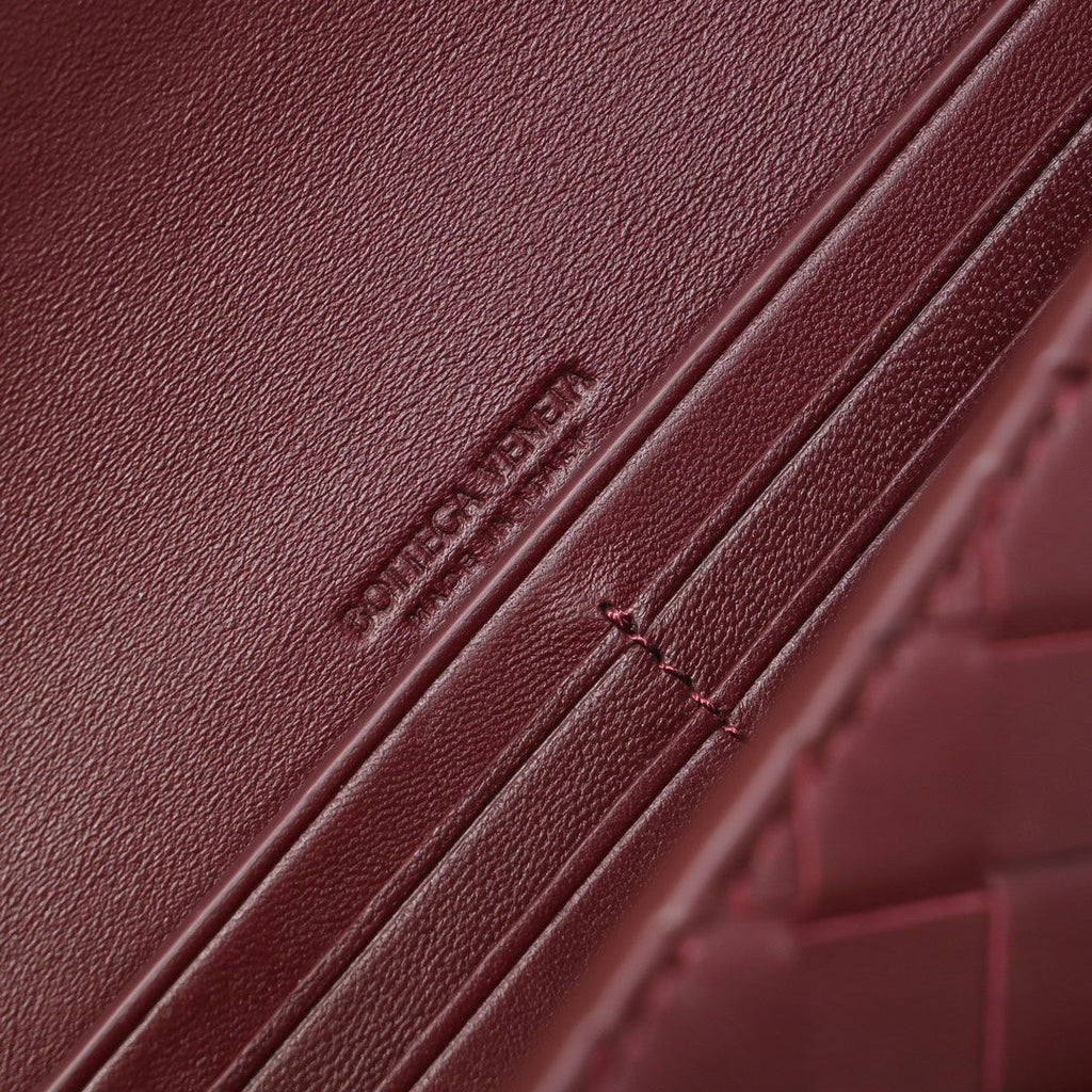 BV Long Clutch Andiamo With Handle 31cm Burgundy Calfskin Ghw