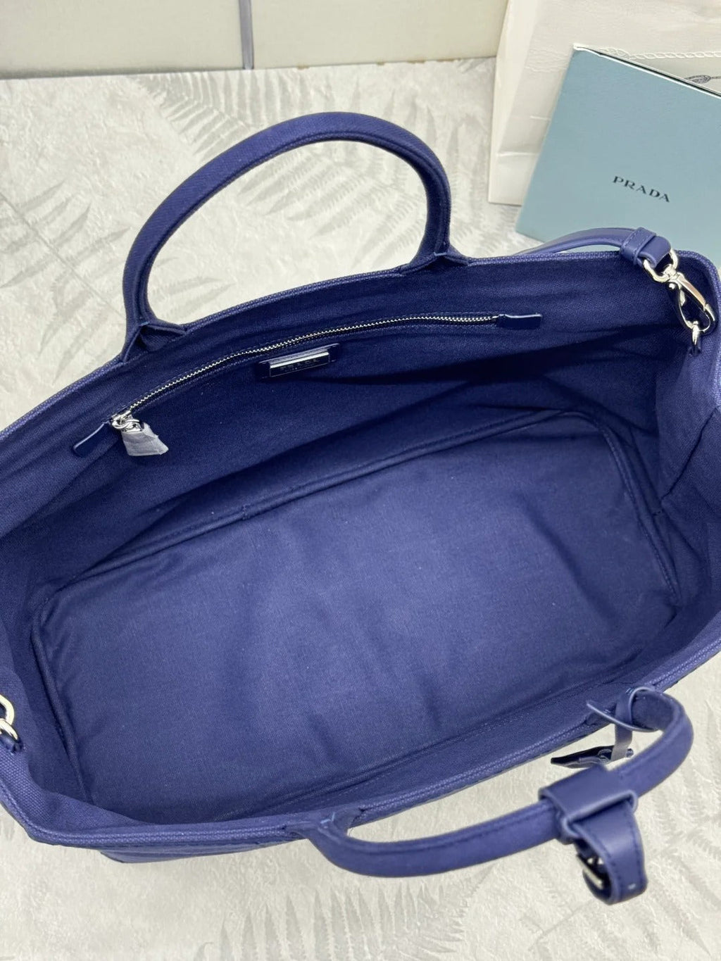 Prada 2026 Jardinière Tote Bag 43cm Cotton Canvas