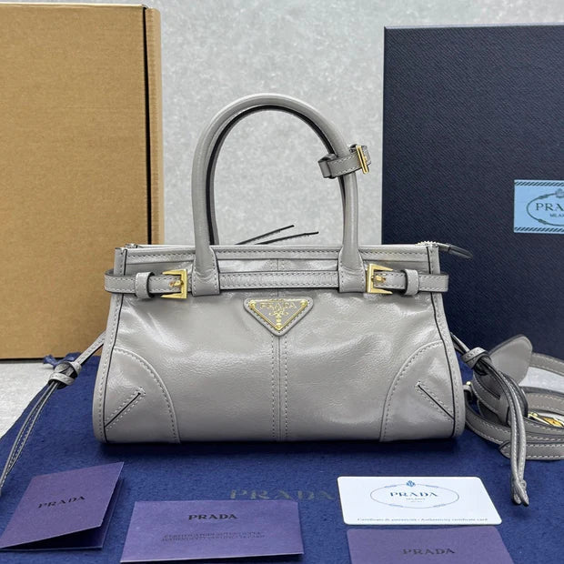 Prada 2026 Bonnie Bag 24cm Gray Leather
