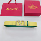 Garavani Reversible VLogo Signature Belt 40mm Lemon Yellow Green Leather 200702