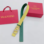 Garavani Reversible VLogo Signature Belt 40mm Lemon Yellow Green Leather 200702