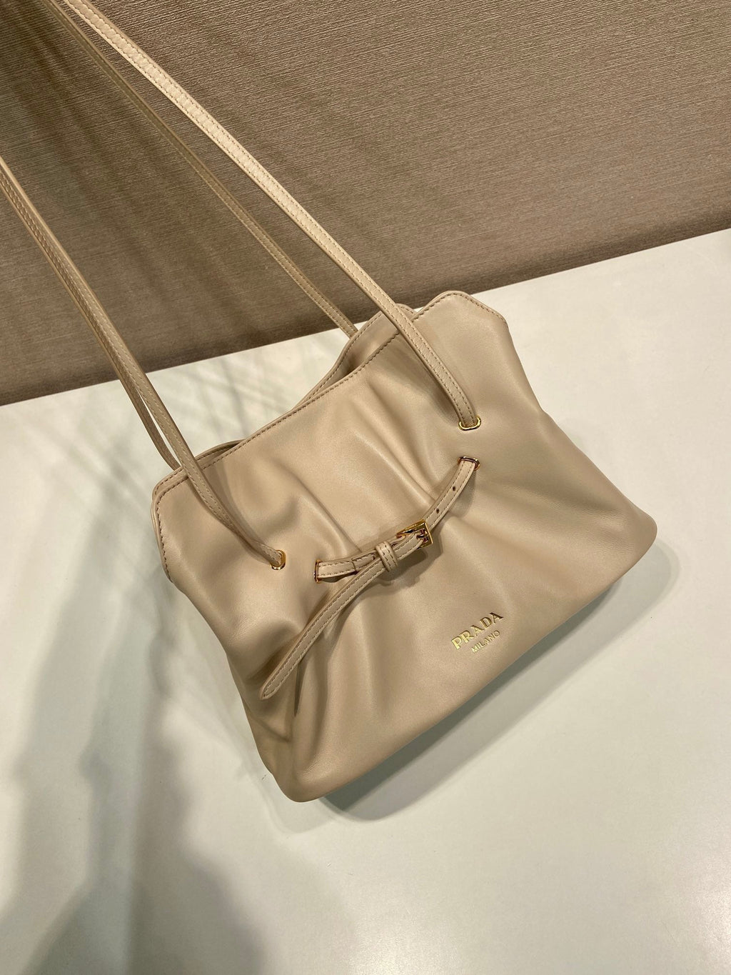 Prada Small Dada 25cm Beige Nappa Leather
