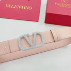 Garavani Reversible VLogo Signature Belt 40mm Light Pink Leather 200703