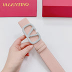 Garavani Reversible VLogo Signature Belt 40mm Light Pink Leather 200703