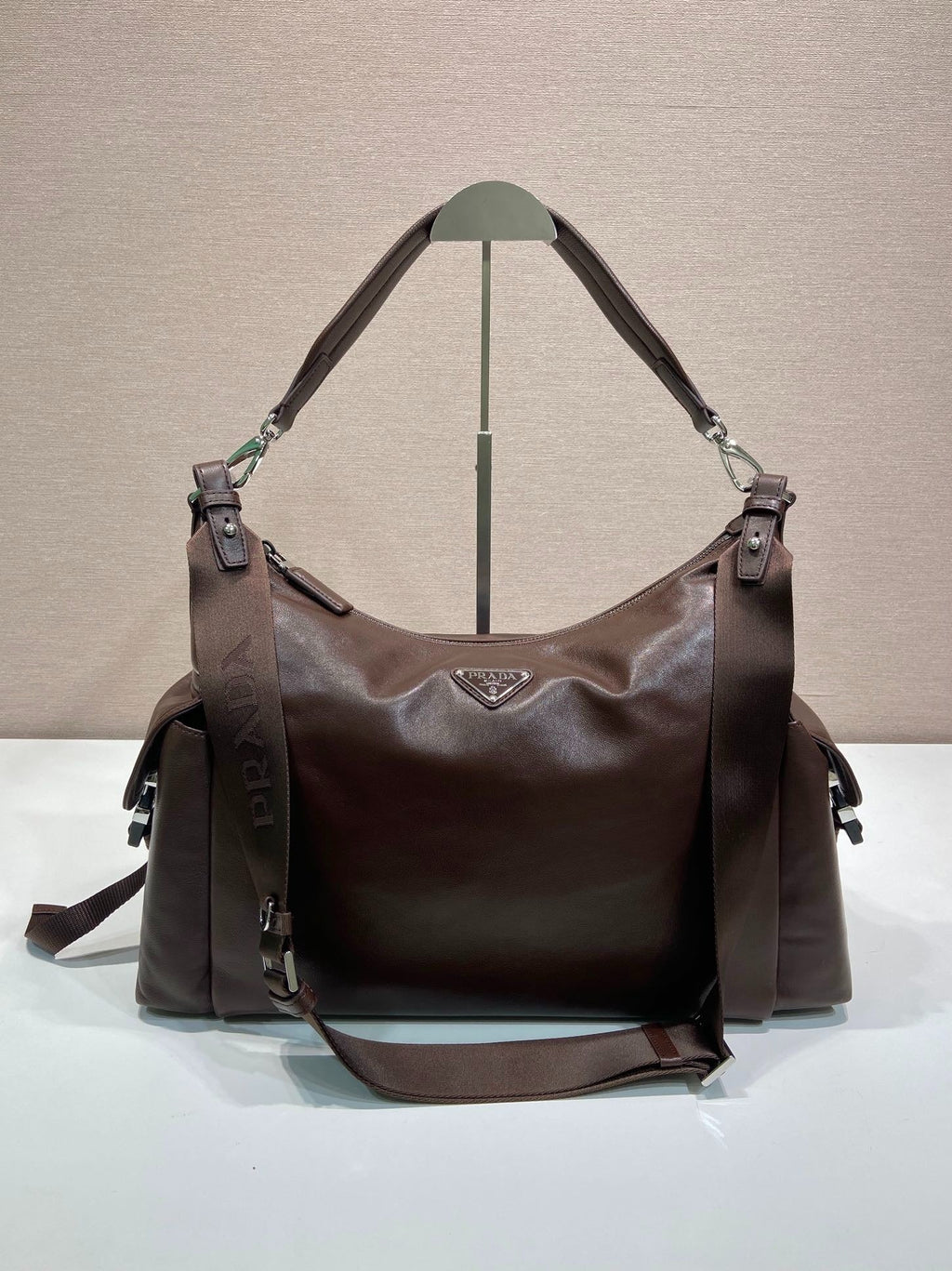 Prada 2026 Explore Bag 43cm Black and Brown Calfskin 351855