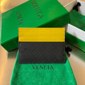 BV Credit Card Case Black Yellow Intrecciato Leather